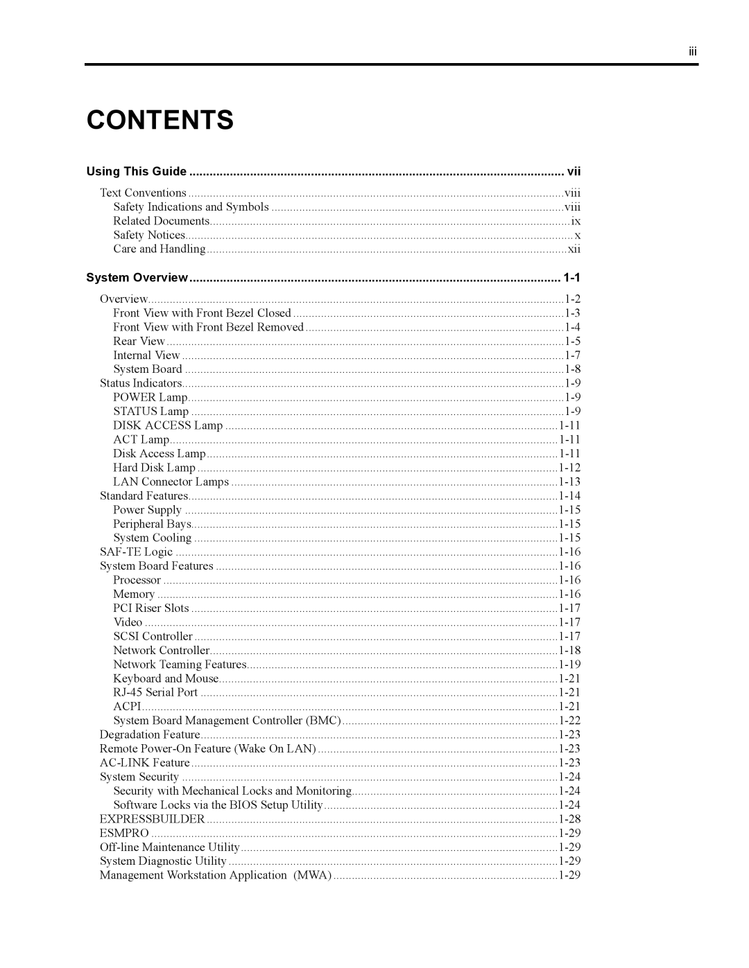 NEC 5800 manual Contents 