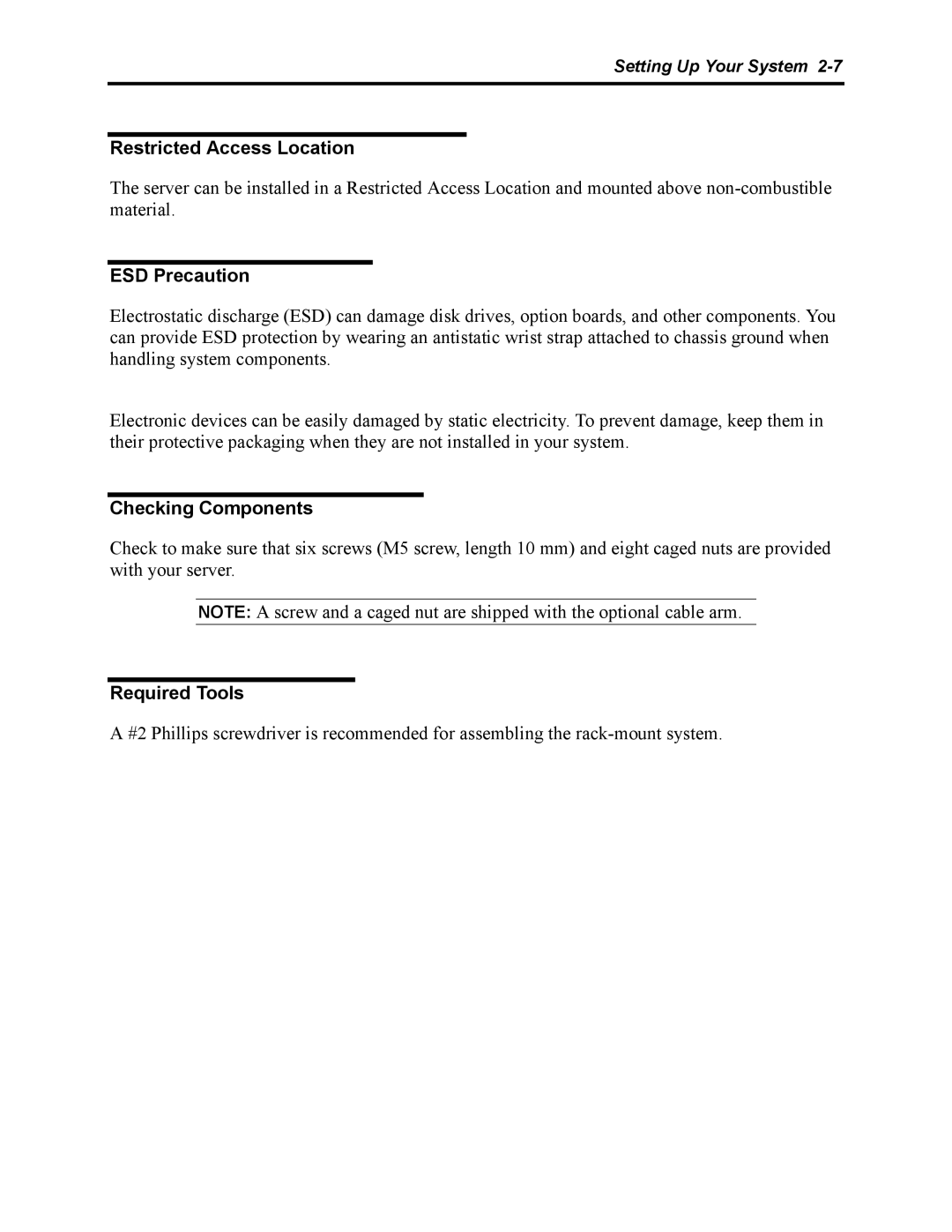 NEC 5800 manual Restricted Access Location, ESD Precaution, Checking Components, Required Tools 