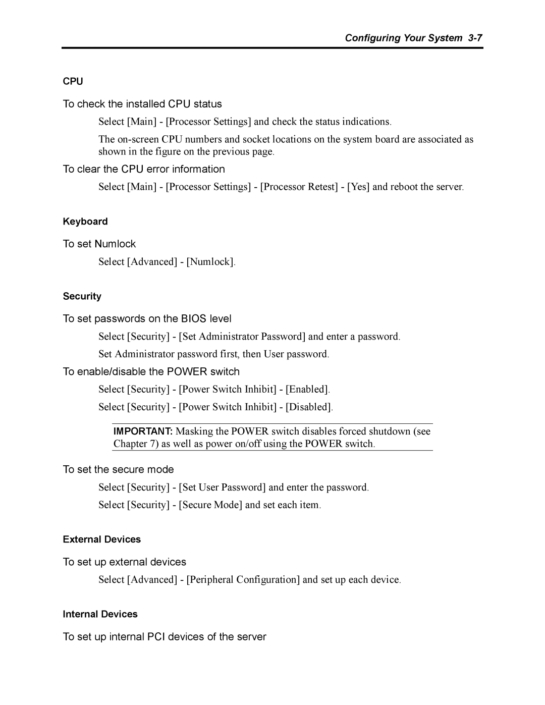 NEC 5800 manual To clear the CPU error information 