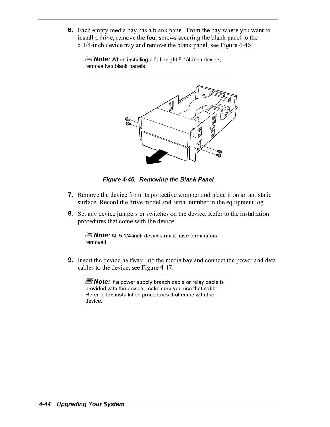 NEC 5800/180Ra-7 manual Removing the Blank Panel 