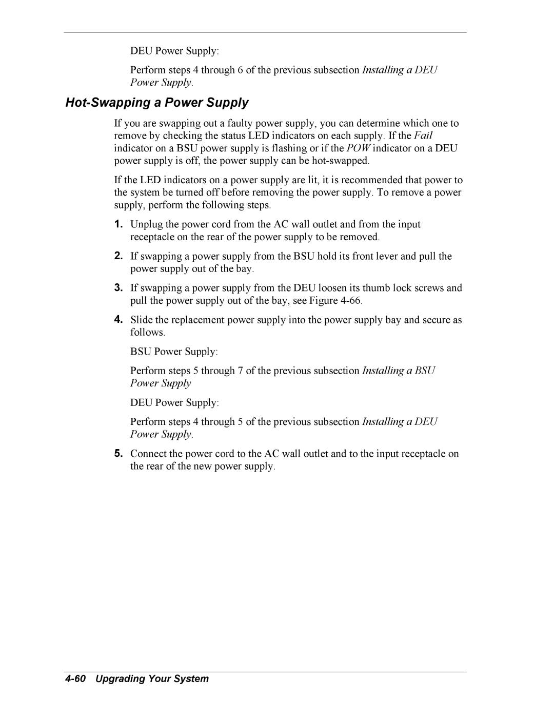 NEC 5800/180Ra-7 manual Hot-Swapping a Power Supply 