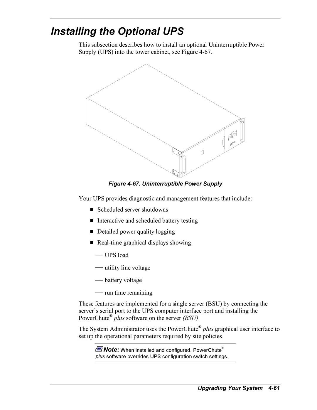 NEC 5800/180Ra-7 manual Installing the Optional UPS, Uninterruptible Power Supply 