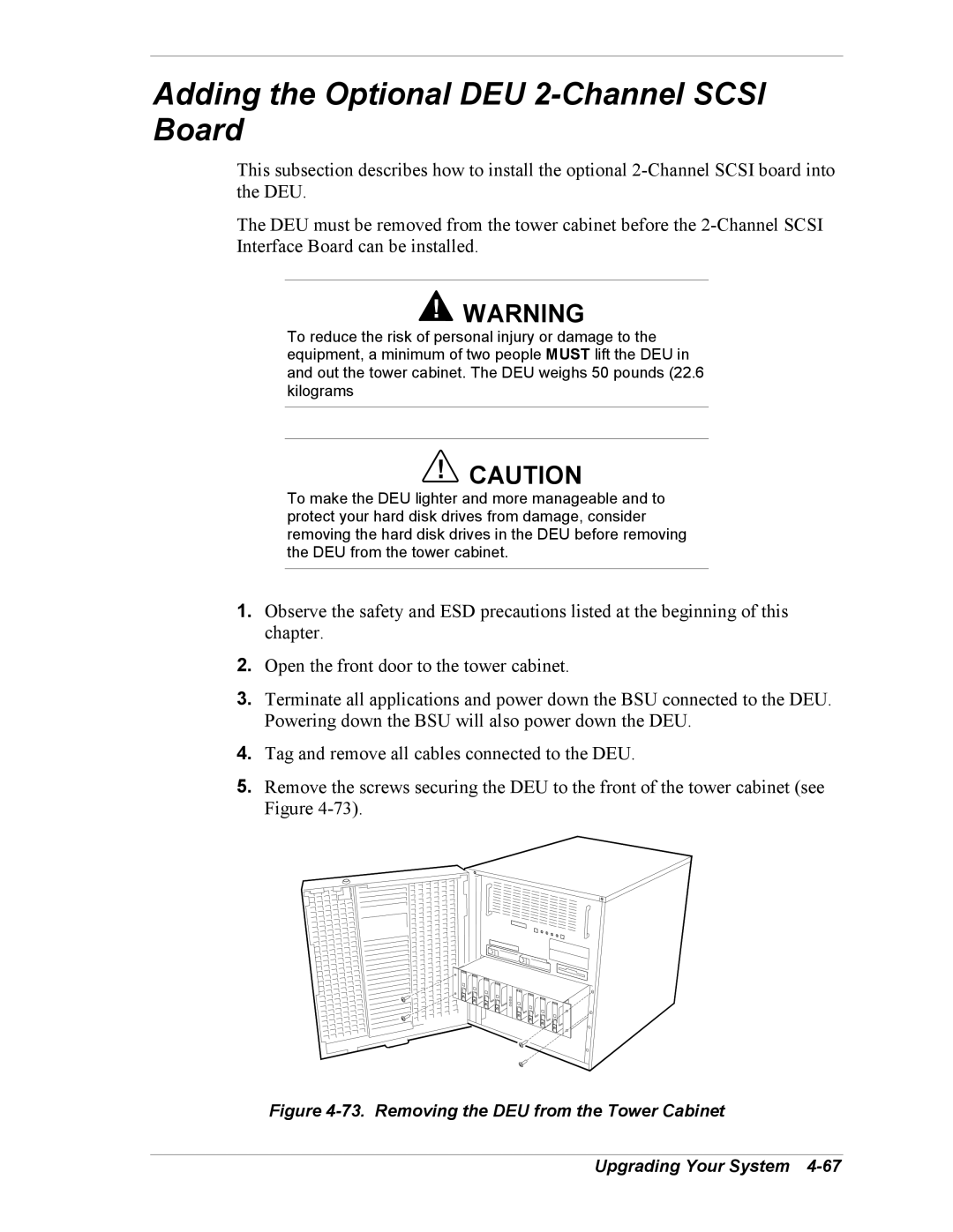 NEC 5800/180Ra-7 manual Adding the Optional DEU 2-Channel Scsi Board 