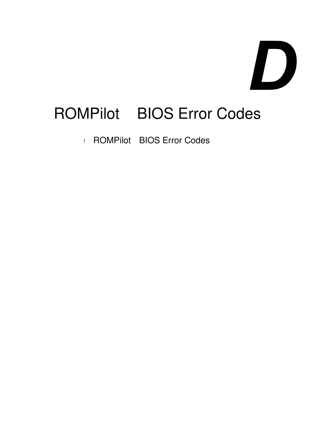 NEC 5800/180Ra-7 manual ROMPilot Bios Error Codes 