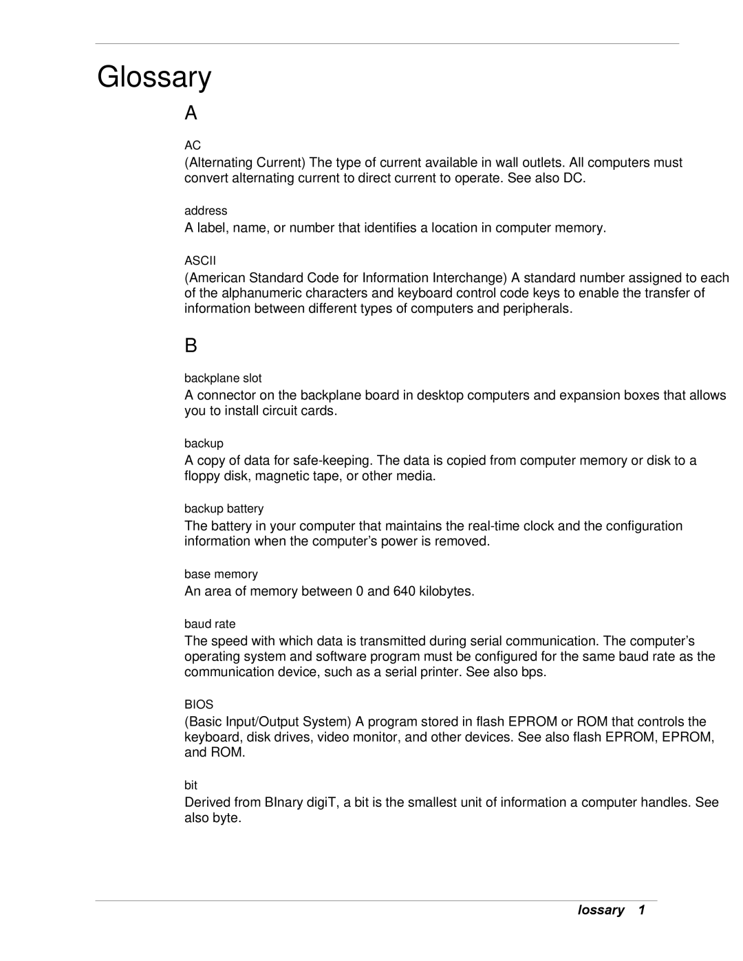 NEC 5800/180Ra-7 manual Glossary 