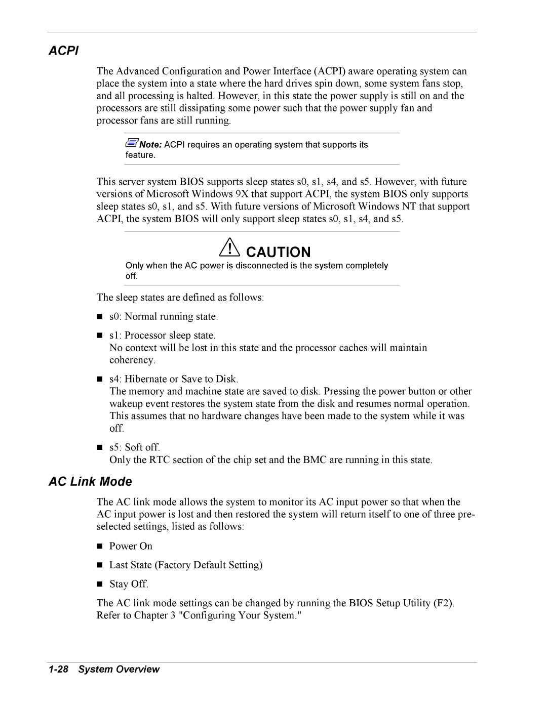 NEC 5800/180Ra-7 manual Acpi, AC Link Mode 