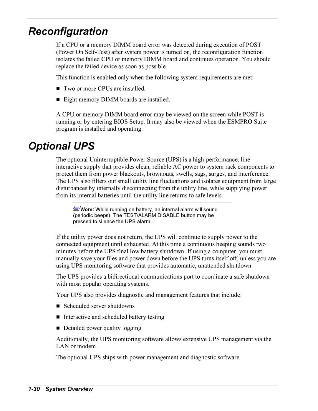 NEC 5800/180Ra-7 manual Reconfiguration, Optional UPS 