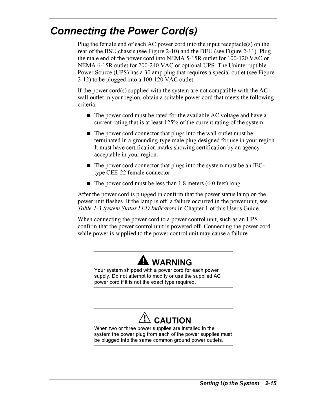 NEC 5800/180Ra-7 manual Connecting the Power Cords 