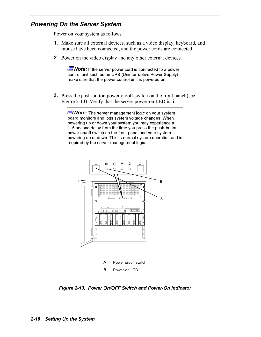 NEC 5800/180Ra-7 manual Powering On the Server System 