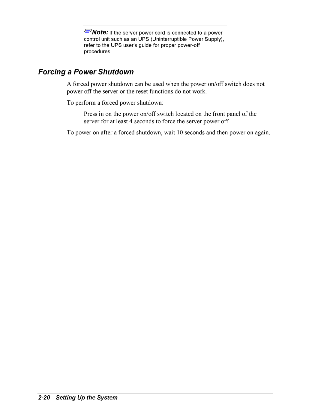 NEC 5800/180Ra-7 manual Forcing a Power Shutdown 