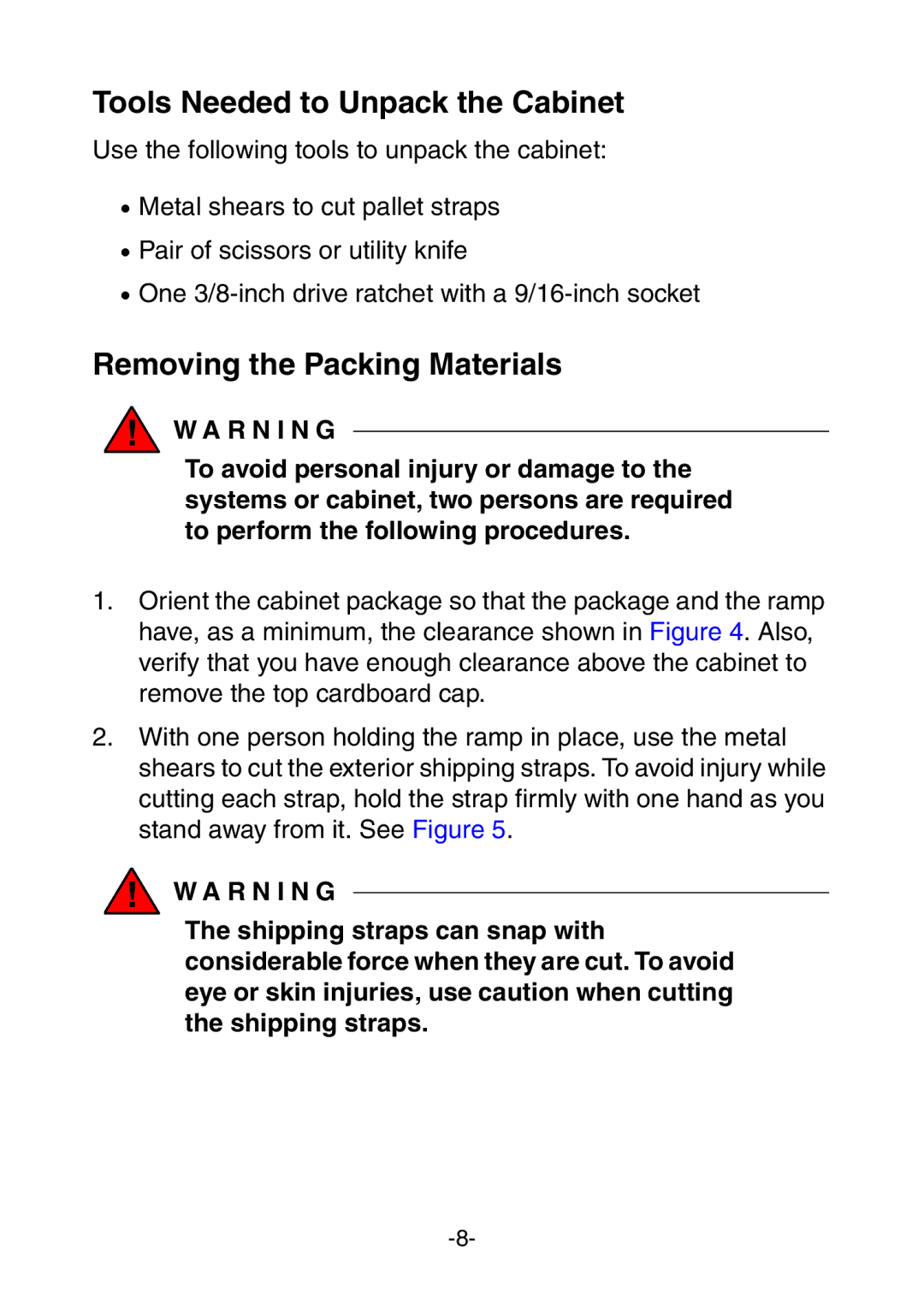 NEC 5800/320Fd manual Tools Needed to Unpack the Cabinet, Removing the Packing Materials 