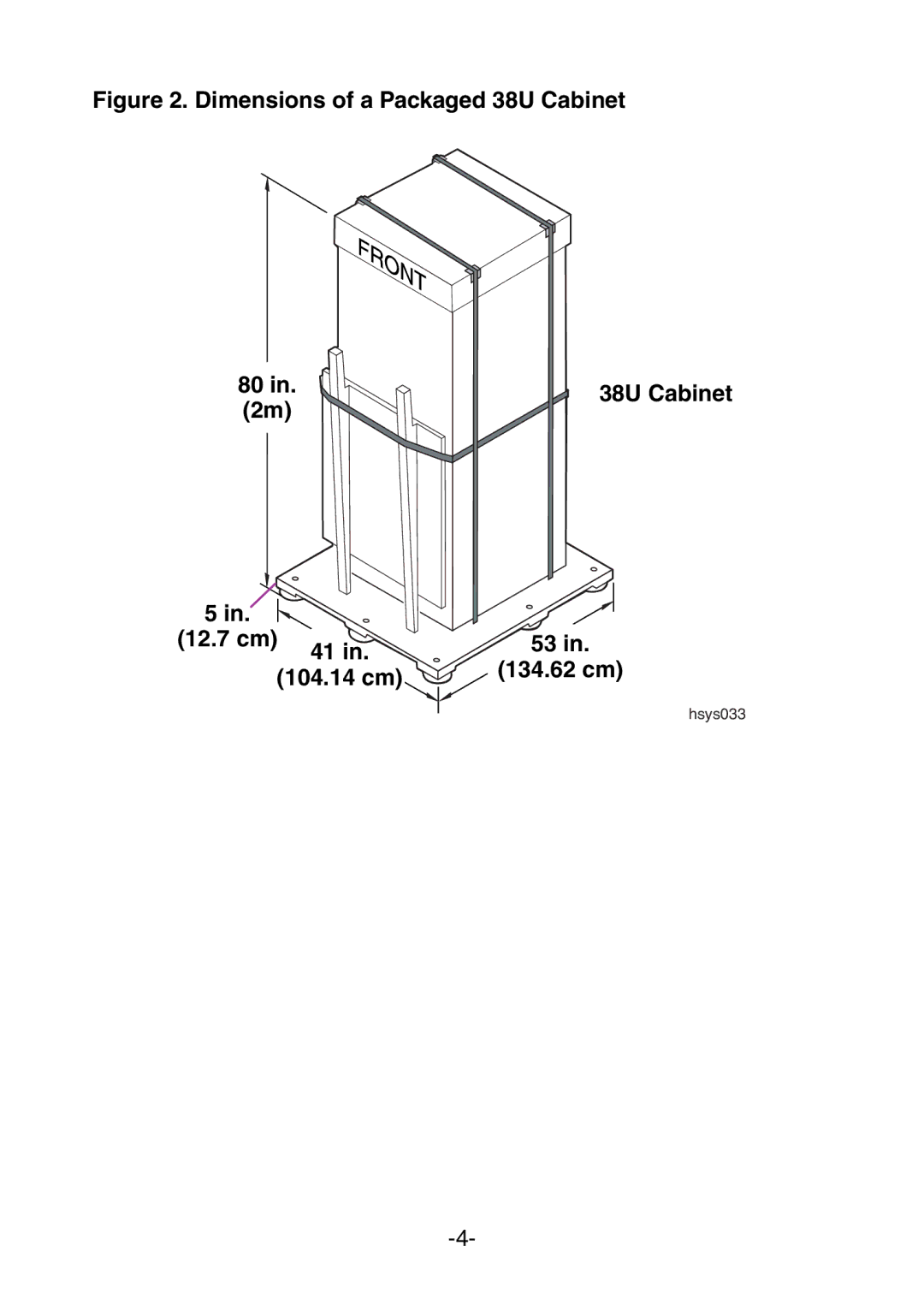 NEC 5800/320Fd manual Dimensions of a Packaged 38U Cabinet 