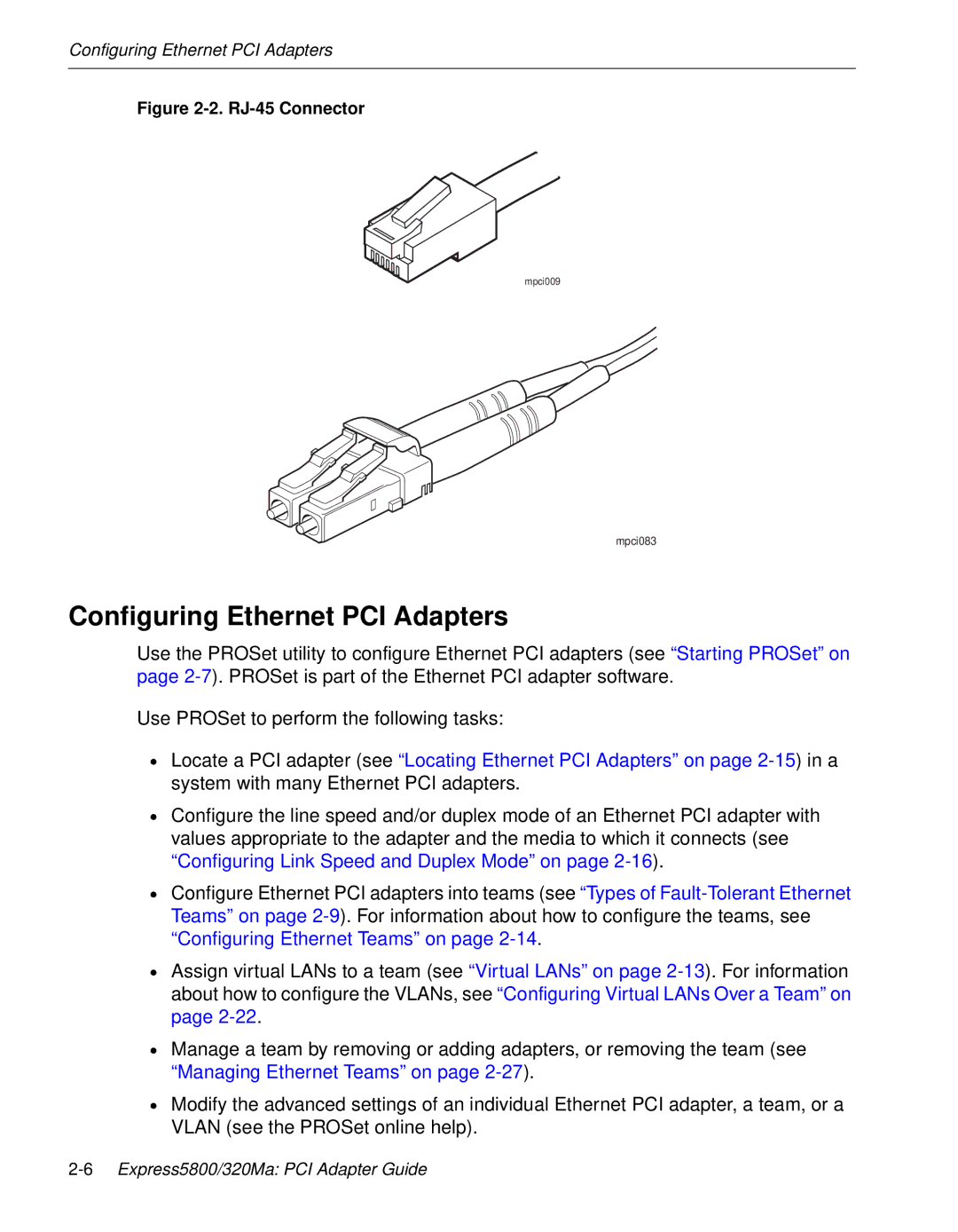 NEC 5800/320MA manual Configuring Ethernet PCI Adapters, RJ-45 Connector 