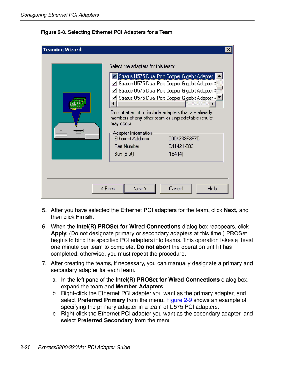 NEC 5800/320MA manual Selecting Ethernet PCI Adapters for a Team 