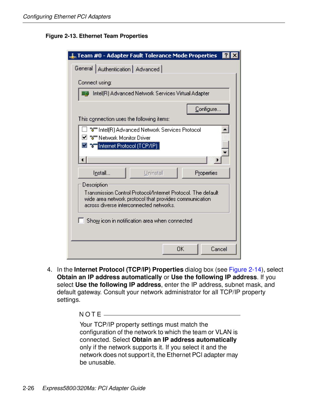 NEC 5800/320MA manual Ethernet Team Properties 