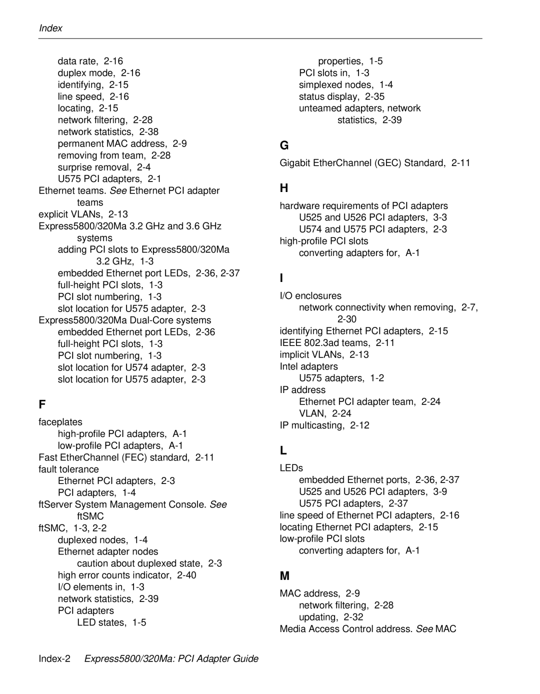 NEC 5800/320MA manual Index 