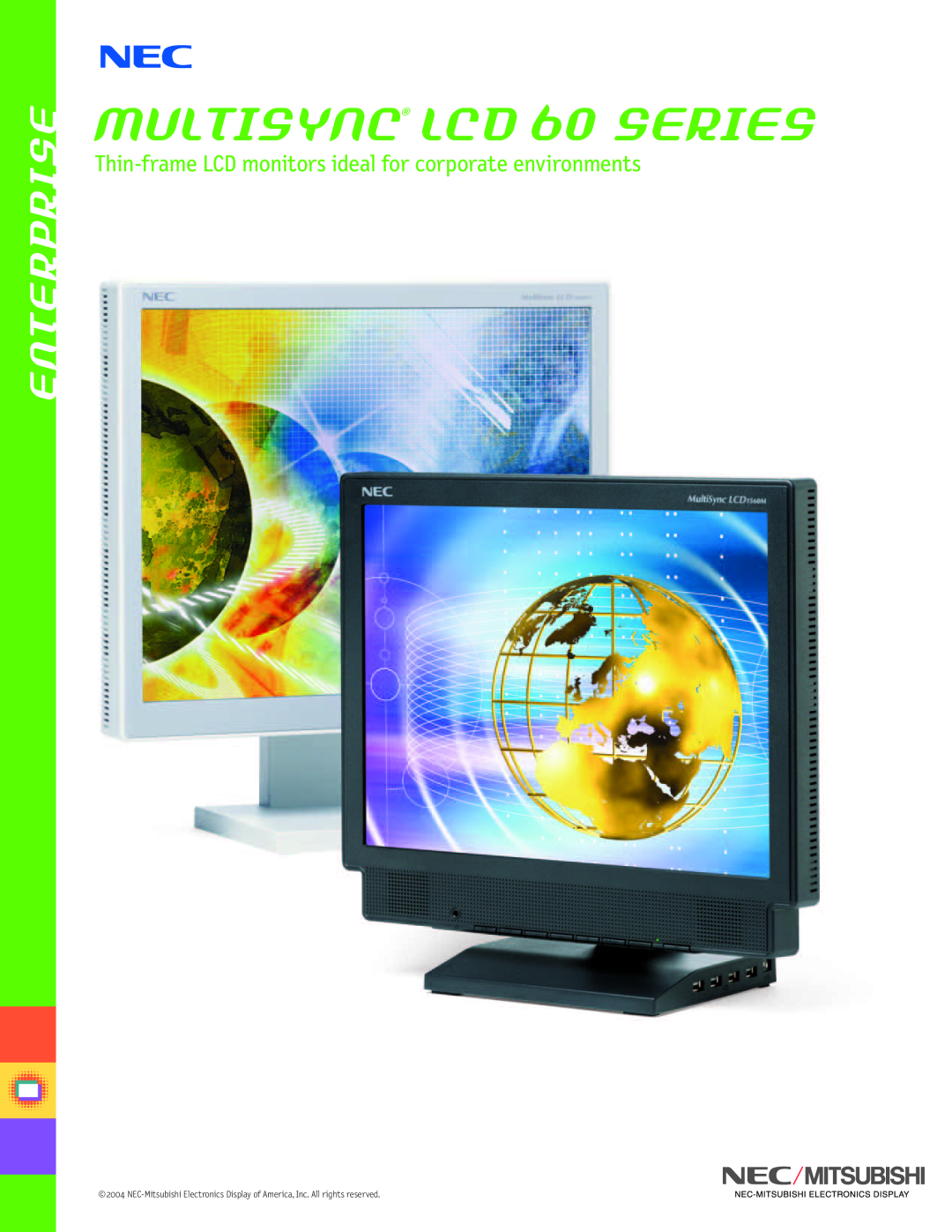 NEC manual MultiSync LCD60 Series, Enterprise, Thin-frame LCD monitors ideal for corporate environments 