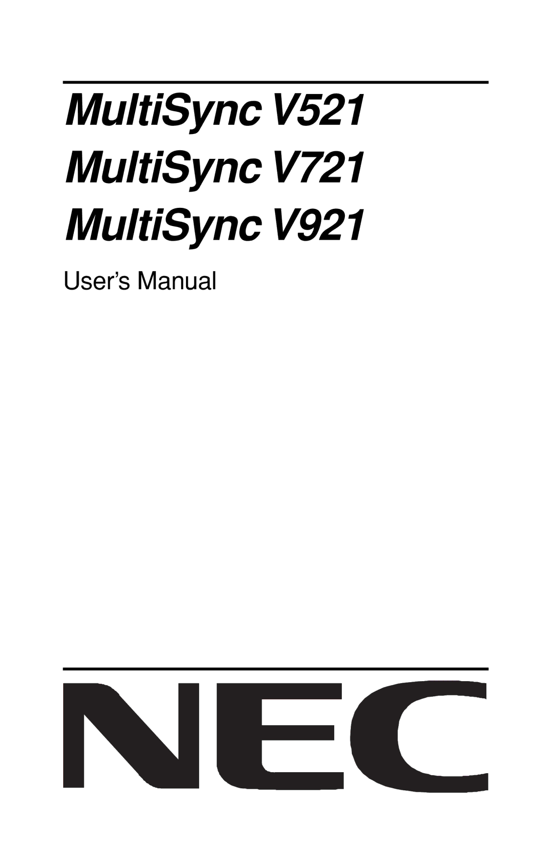 NEC 60000531 user manual MultiSync 