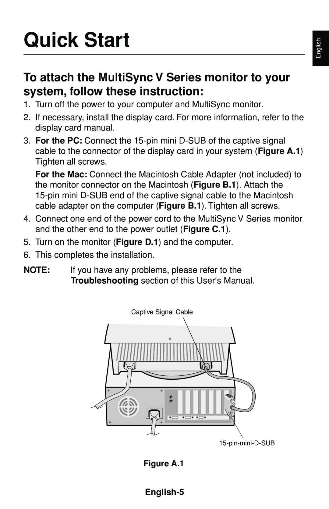 NEC 60000531 user manual Quick Start, English-5 