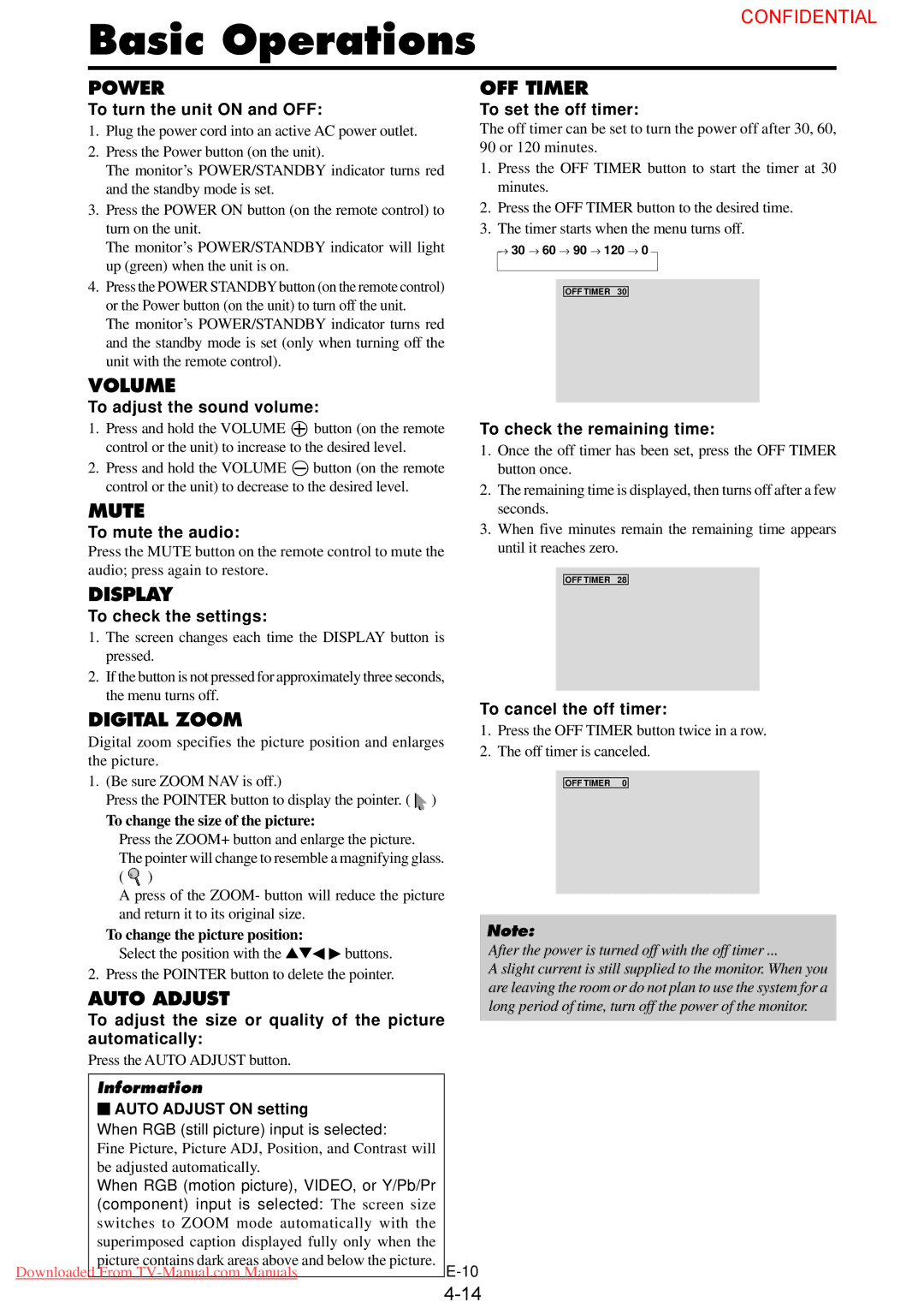 NEC 61XM3 user manual Basic Operations 