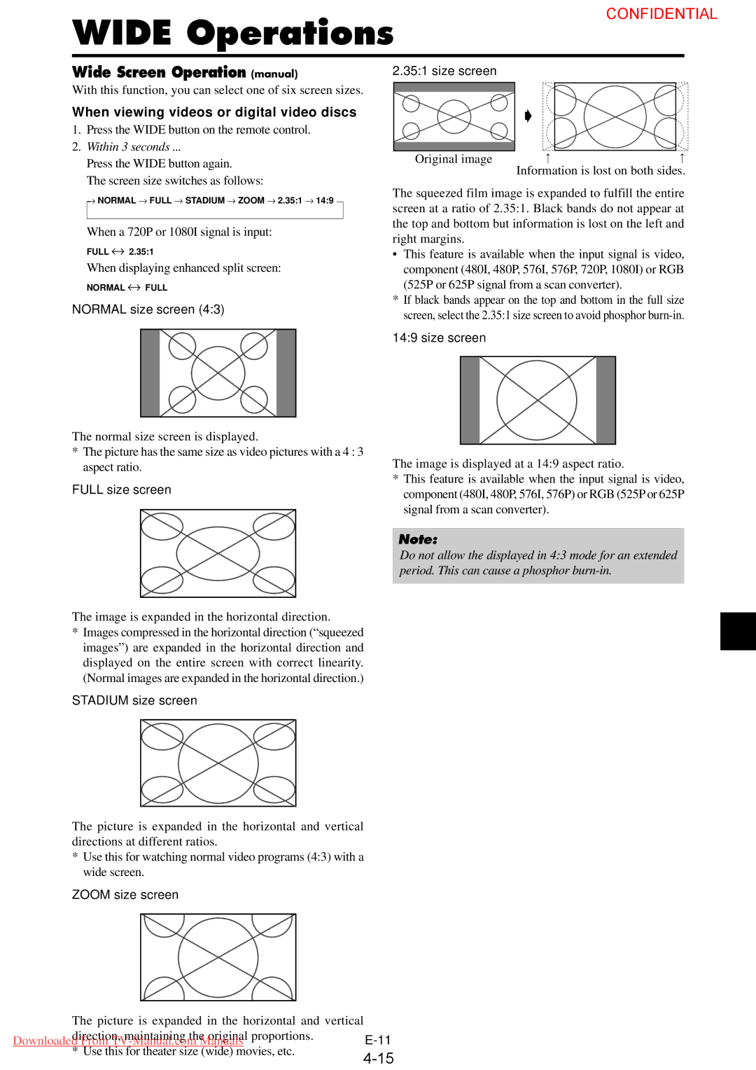 NEC 61XM3 user manual Wide Operations, When viewing videos or digital video discs 