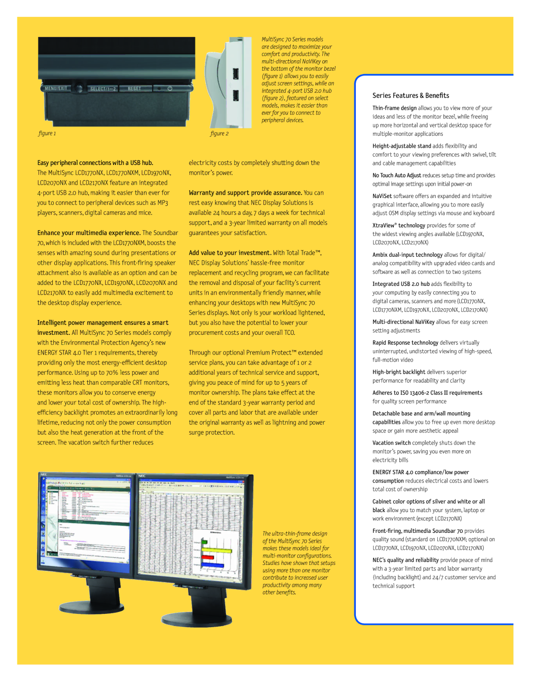 NEC 70 manual Series Features & Benefits, Easy peripheral connections with a USB hub 