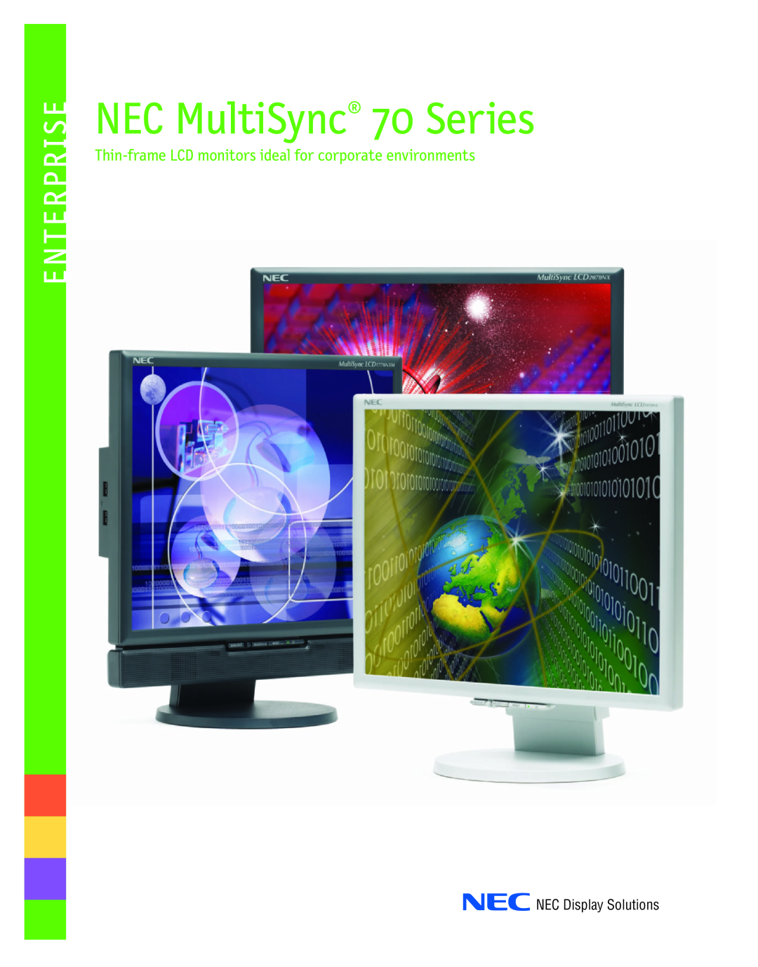 NEC manual NEC MultiSync70 Series, Enterprise, NEC Display Solutions 