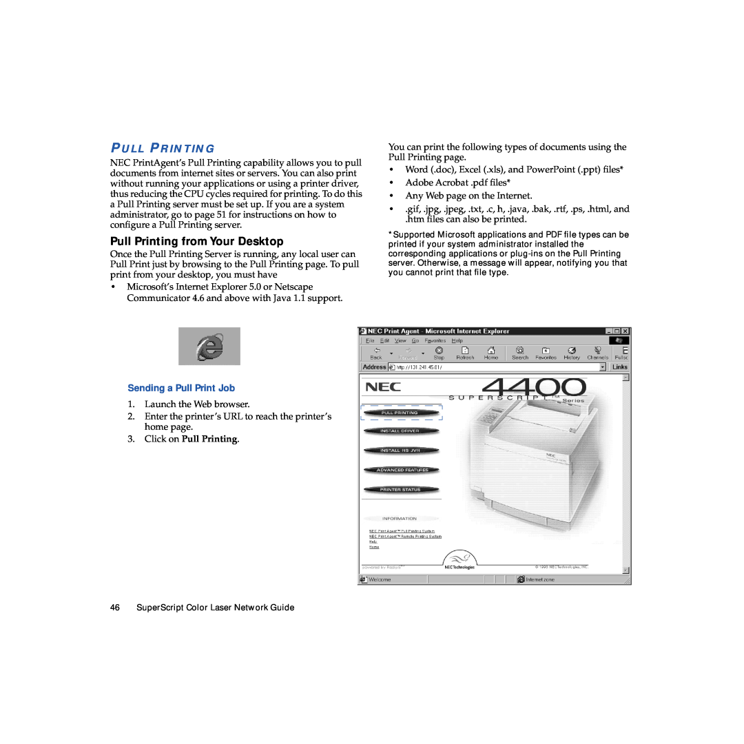 NEC 703-A0368-001 manual Pull Printing from Your Desktop, Sending a Pull Print Job 
