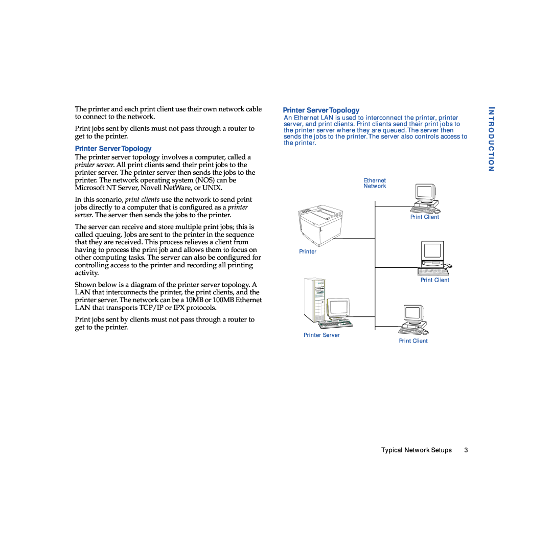NEC 703-A0368-001 manual Printer Server Topology, Introduction 
