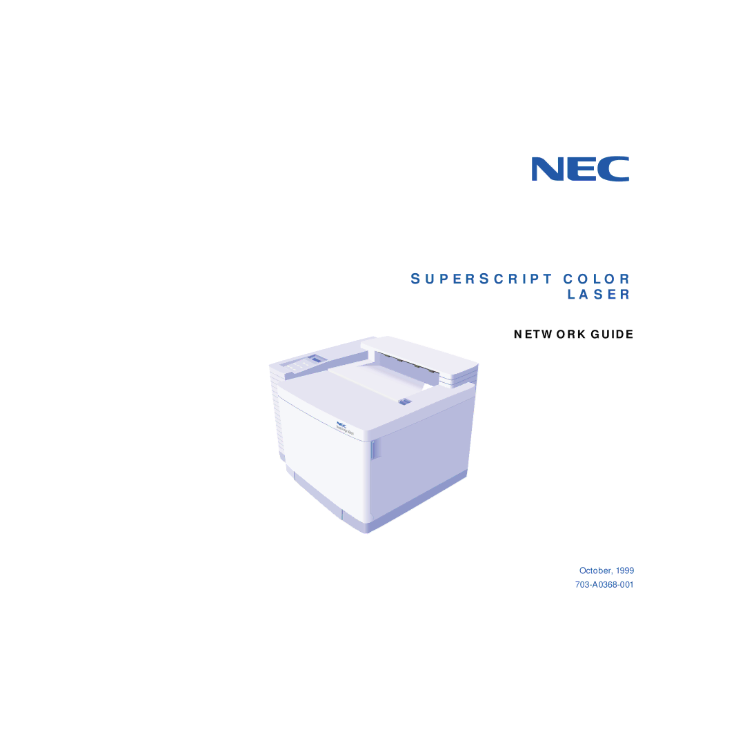 NEC 703-A0368-001 manual P E R S C R I P T C O L O R L a S E R 