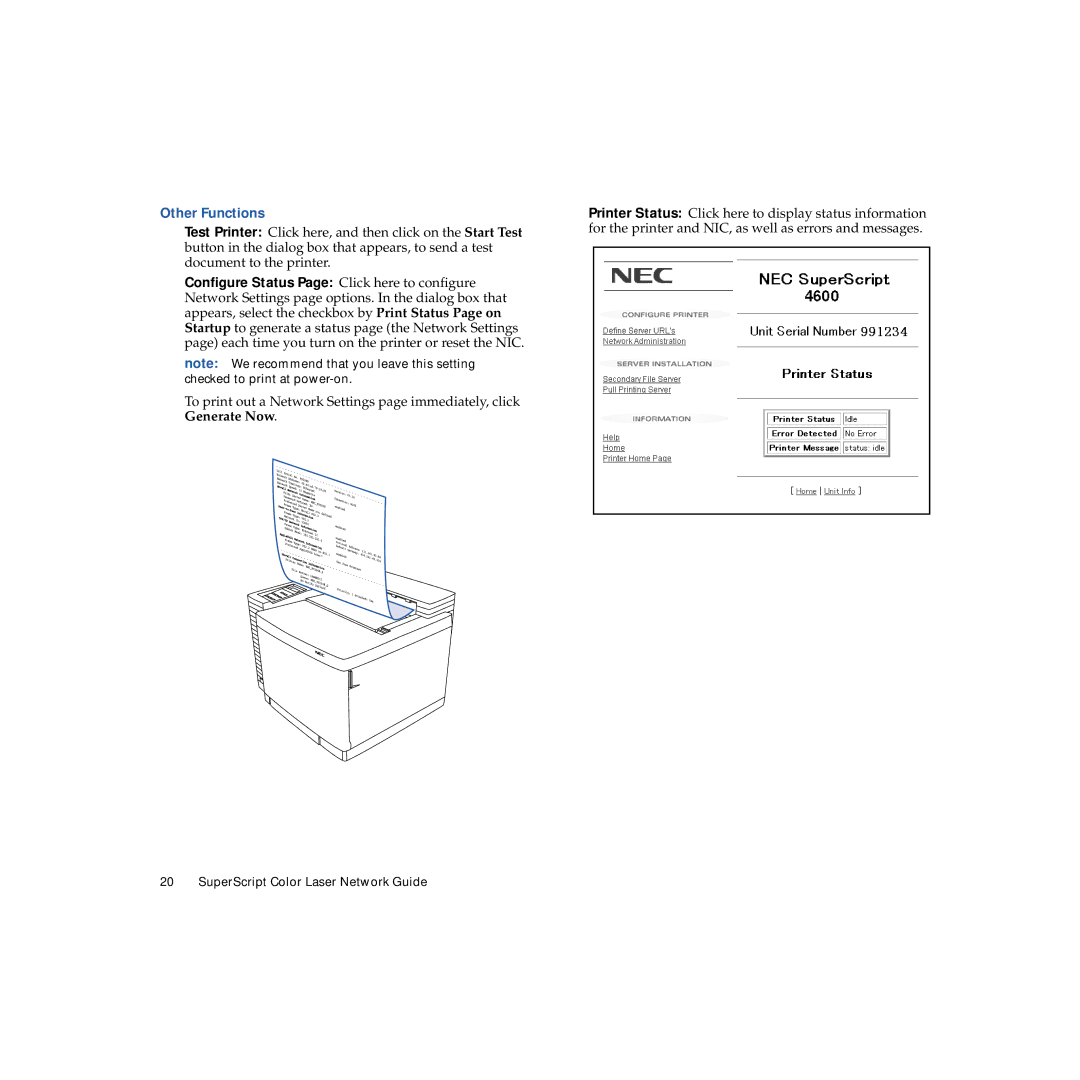 NEC 703-A0368-001 manual Other Functions 