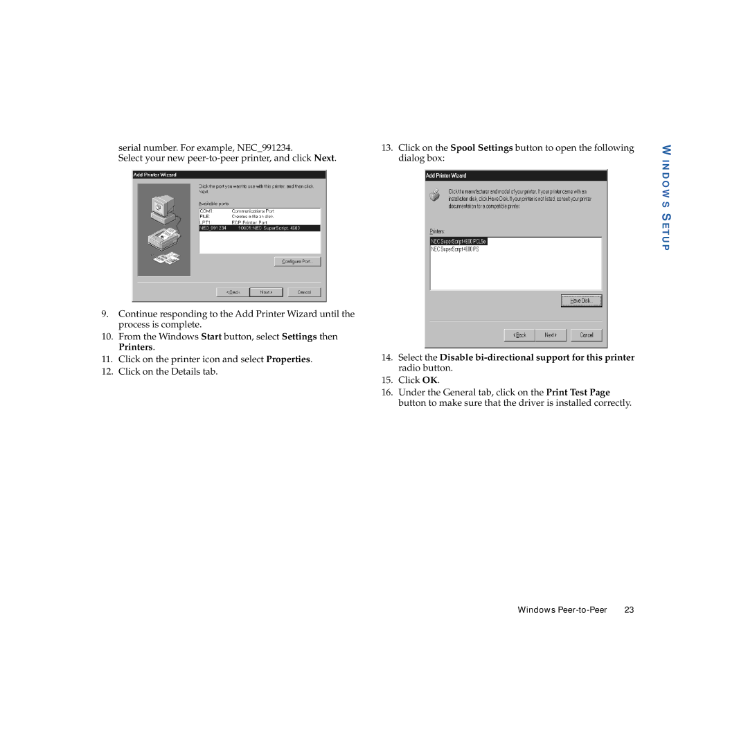 NEC 703-A0368-001 manual Windows Setup 