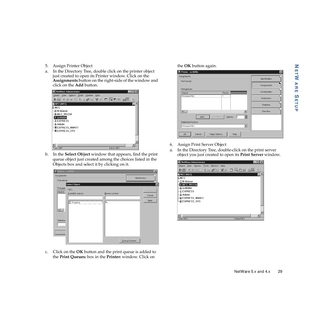 NEC 703-A0368-001 manual Netware Setup 