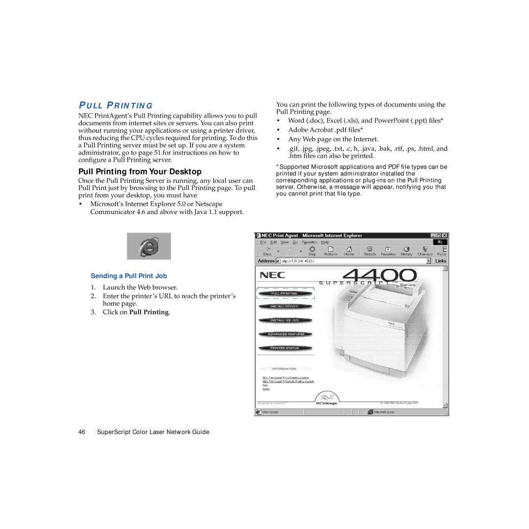 NEC 703-A0368-001 manual Pull Printing from Your Desktop, Sending a Pull Print Job 