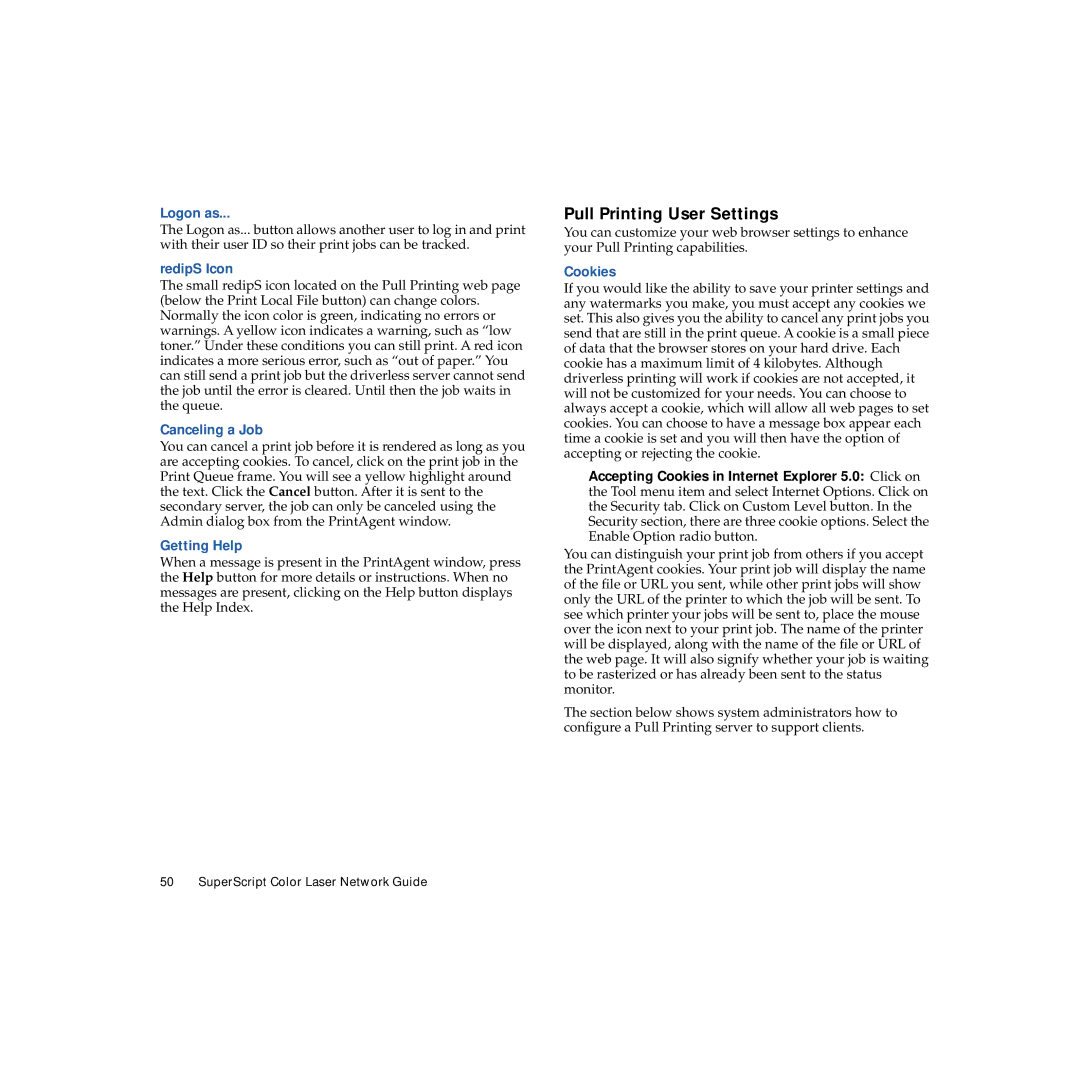 NEC 703-A0368-001 manual Pull Printing User Settings 