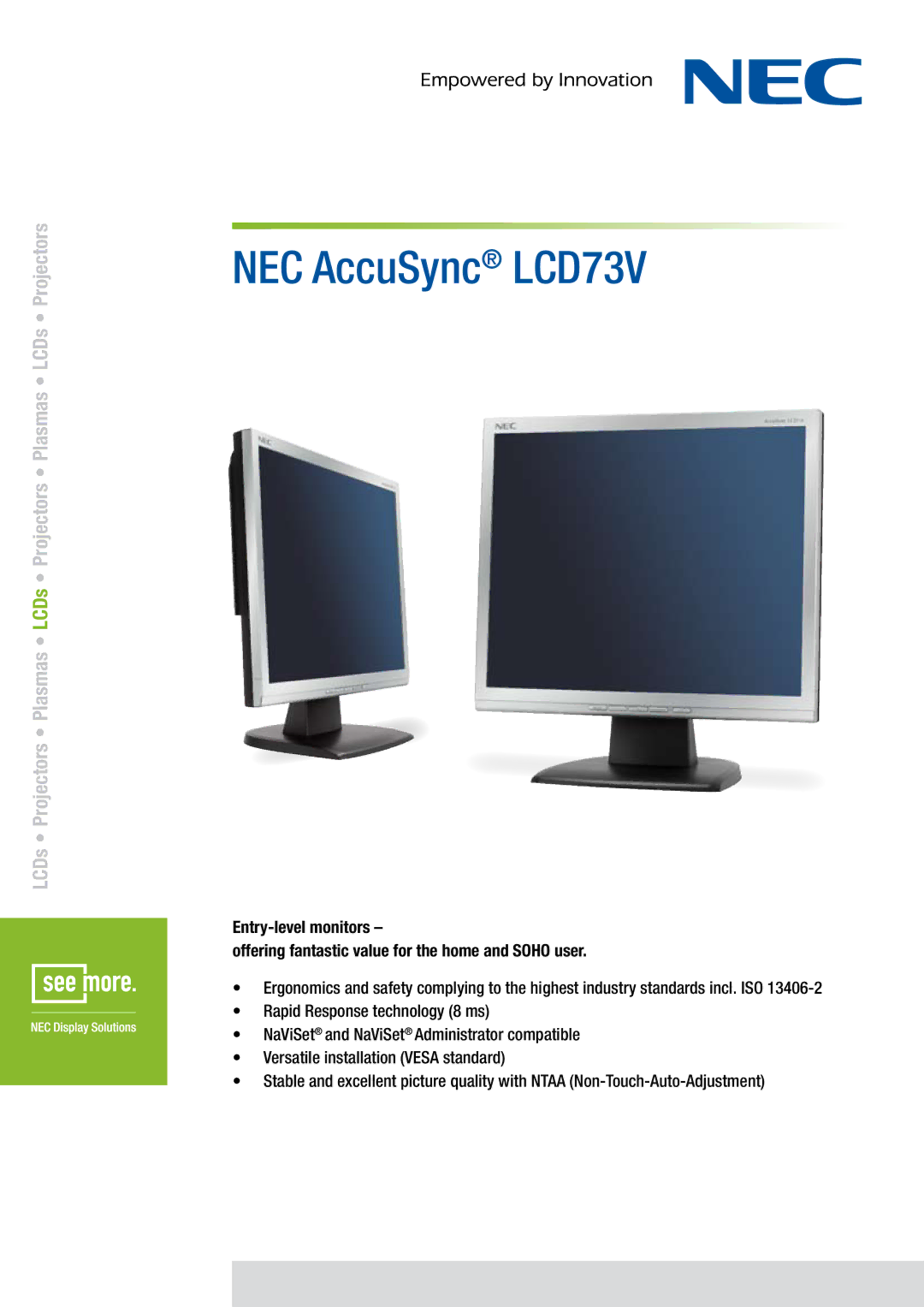 NEC manual NEC AccuSync LCD73V 