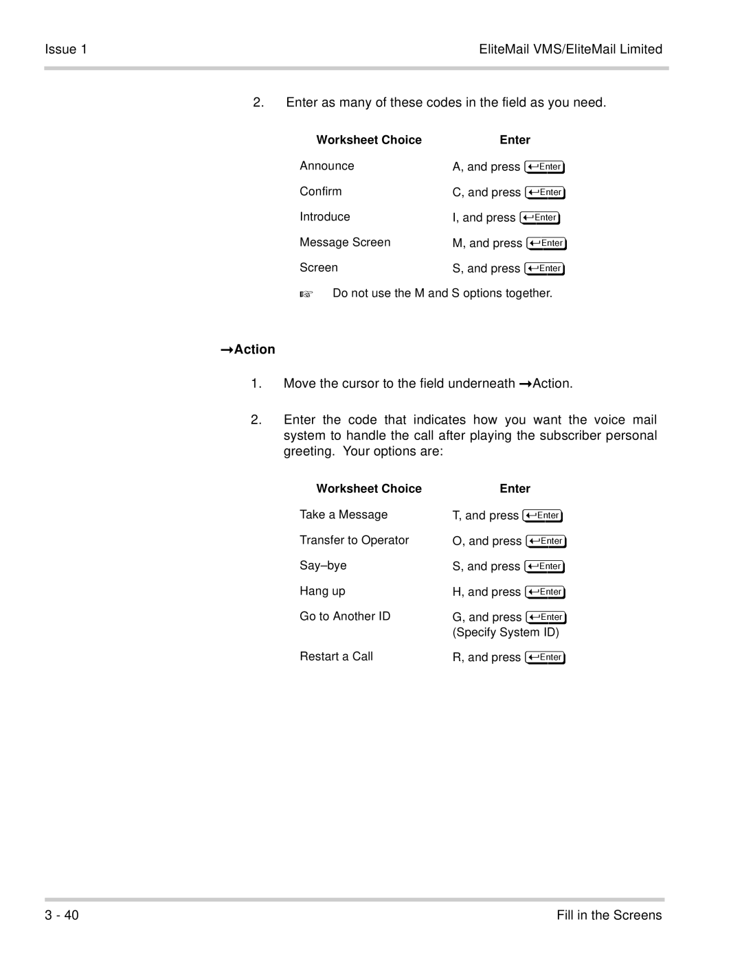 NEC 750176-1 manual Action 