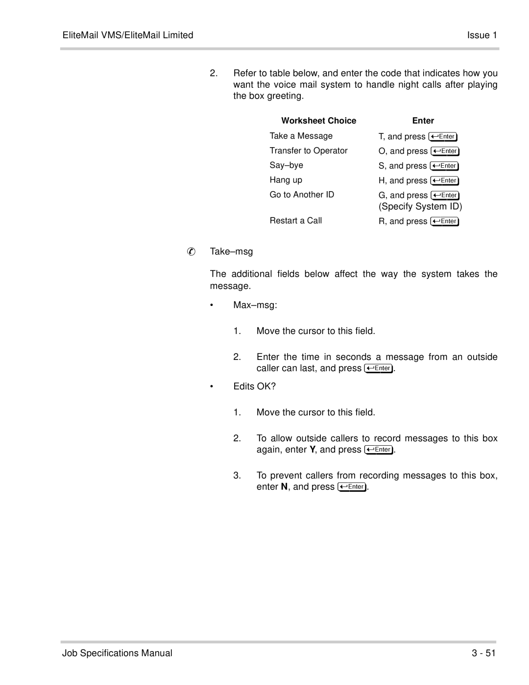 NEC 750176-1 manual Specify System ID, Max-msg Move the cursor to this field 