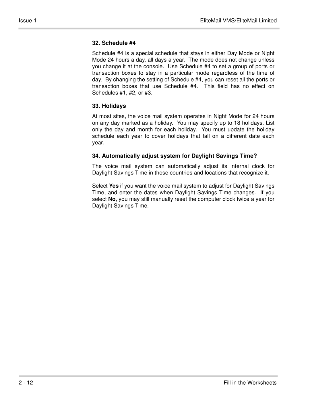 NEC 750176-1 manual Schedule #4, Holidays, Automatically adjust system for Daylight Savings Time? 