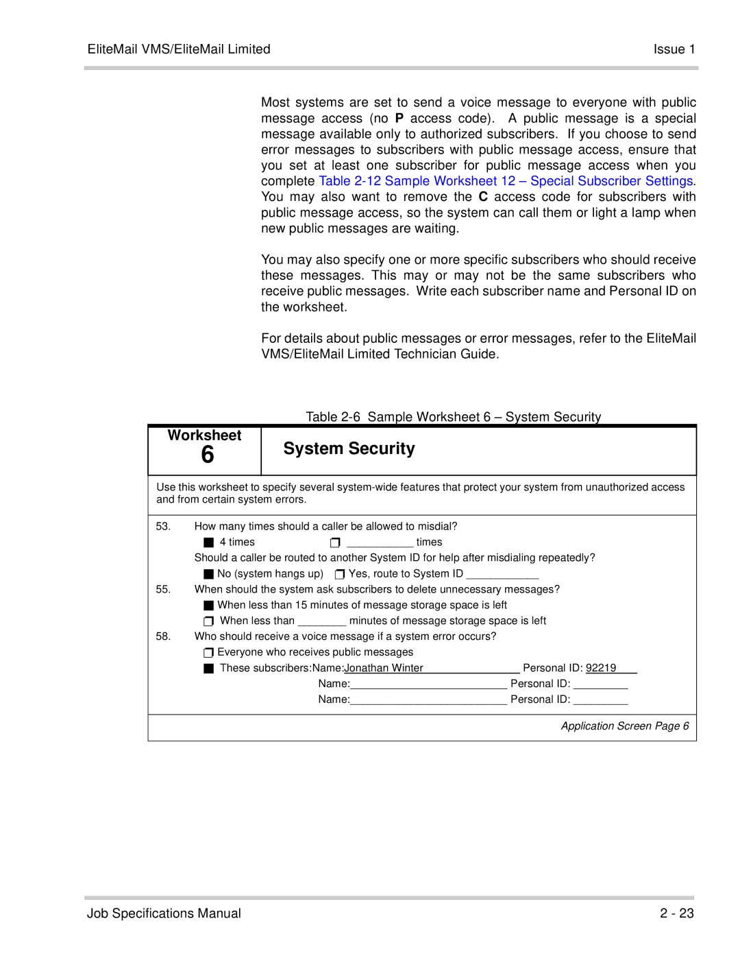 NEC 750176-1 manual System Security 