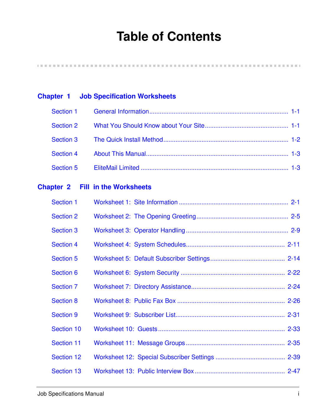 NEC 750176-1 manual Table of Contents 