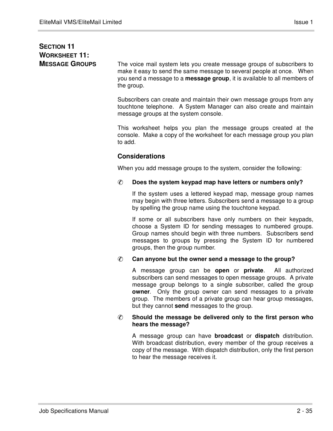 NEC 750176-1 manual Considerations, Does the system keypad map have letters or numbers only? 