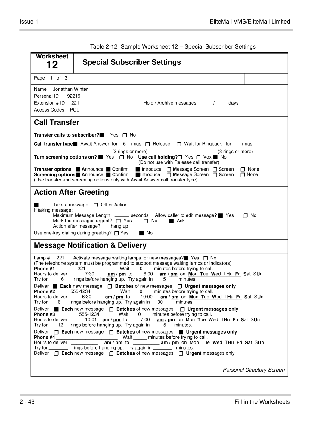 NEC 750176-1 manual Special Subscriber Settings, After Greeting, Message Notification & Delivery 