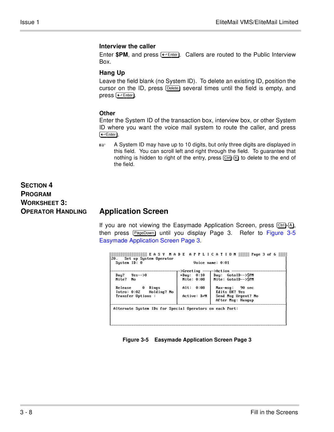 NEC 750176-1 manual Application Screen, Interview the caller, Hang Up, Section Program Worksheet Operator Handling, Other 