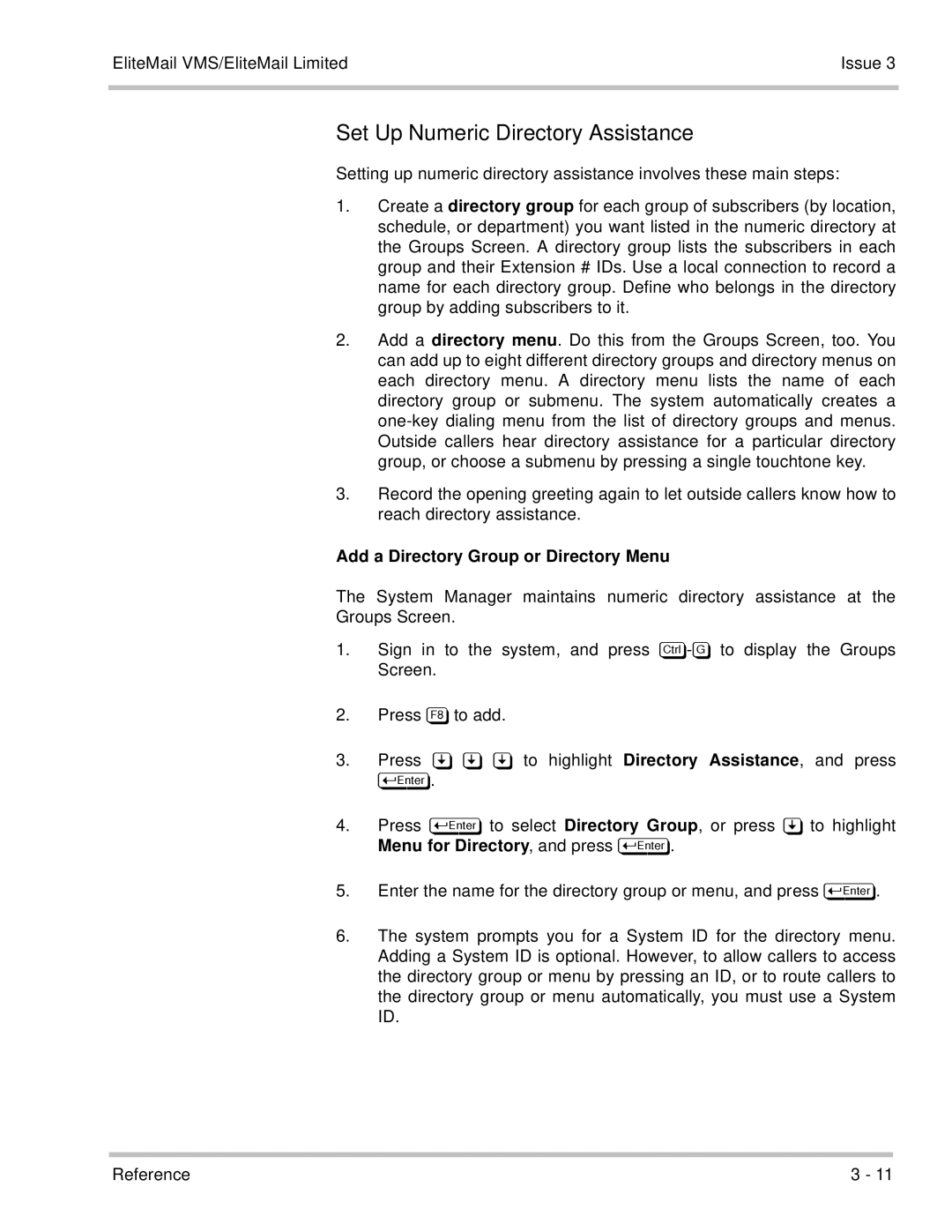 NEC 750370 Set Up Numeric Directory Assistance, Add a Directory Group or Directory Menu, Menu for Directory, and press 