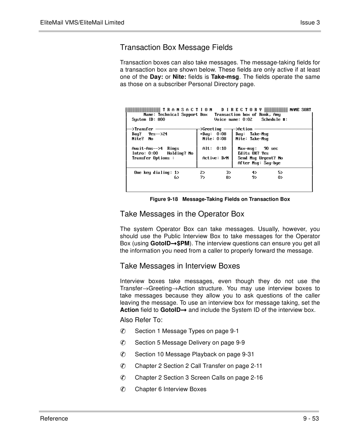 NEC 750370 manual Transaction Box Message Fields, Take Messages in the Operator Box, Take Messages in Interview Boxes 