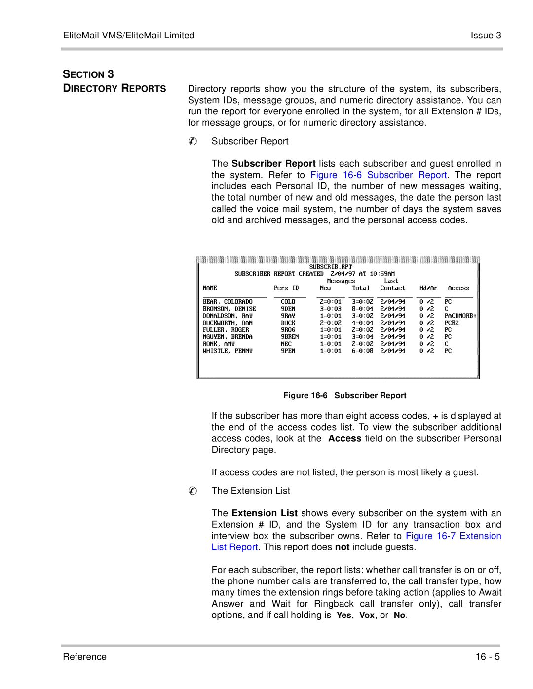 NEC 750370 manual Section Directory Reports 