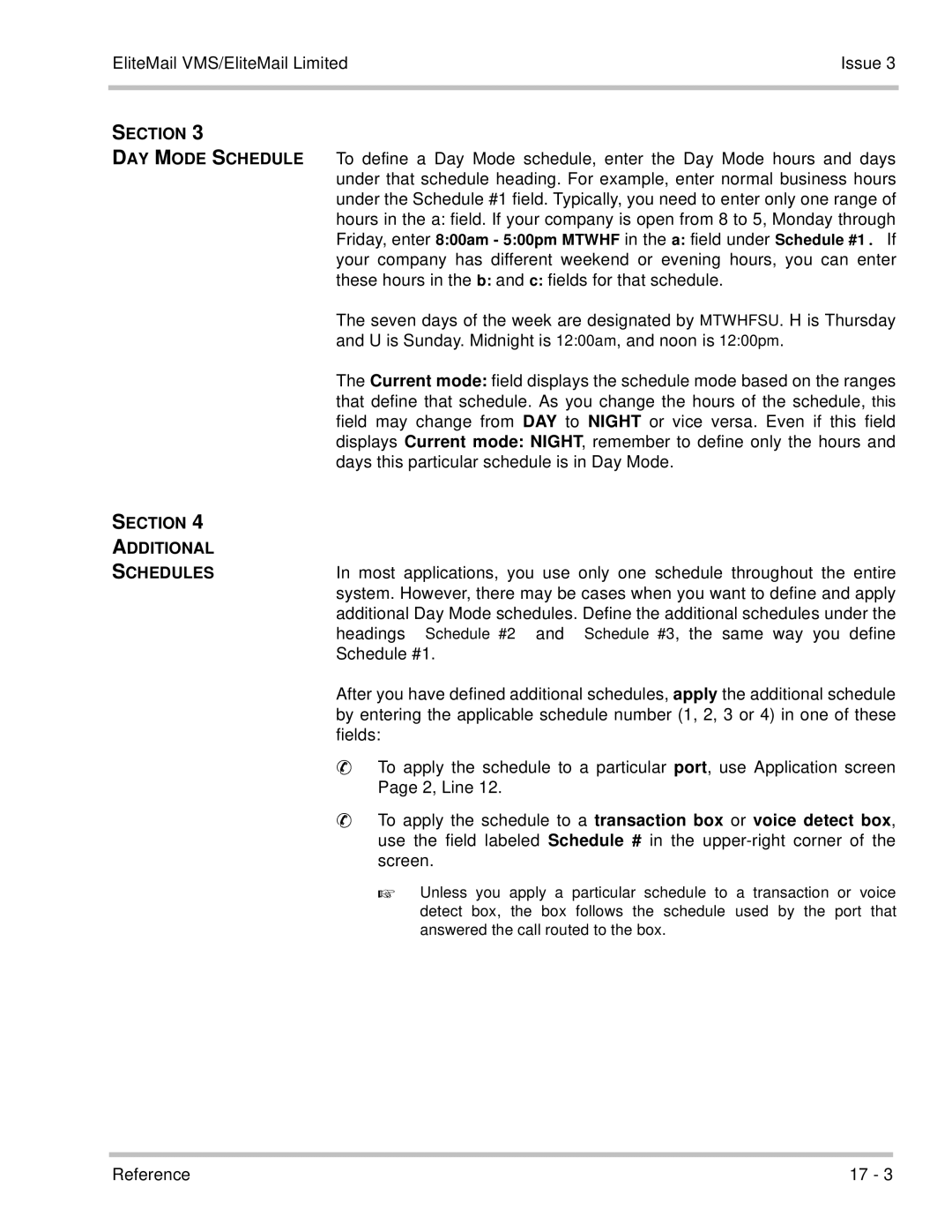 NEC 750370 manual EliteMail VMS/EliteMail Limited Issue, Section Additional Schedules 