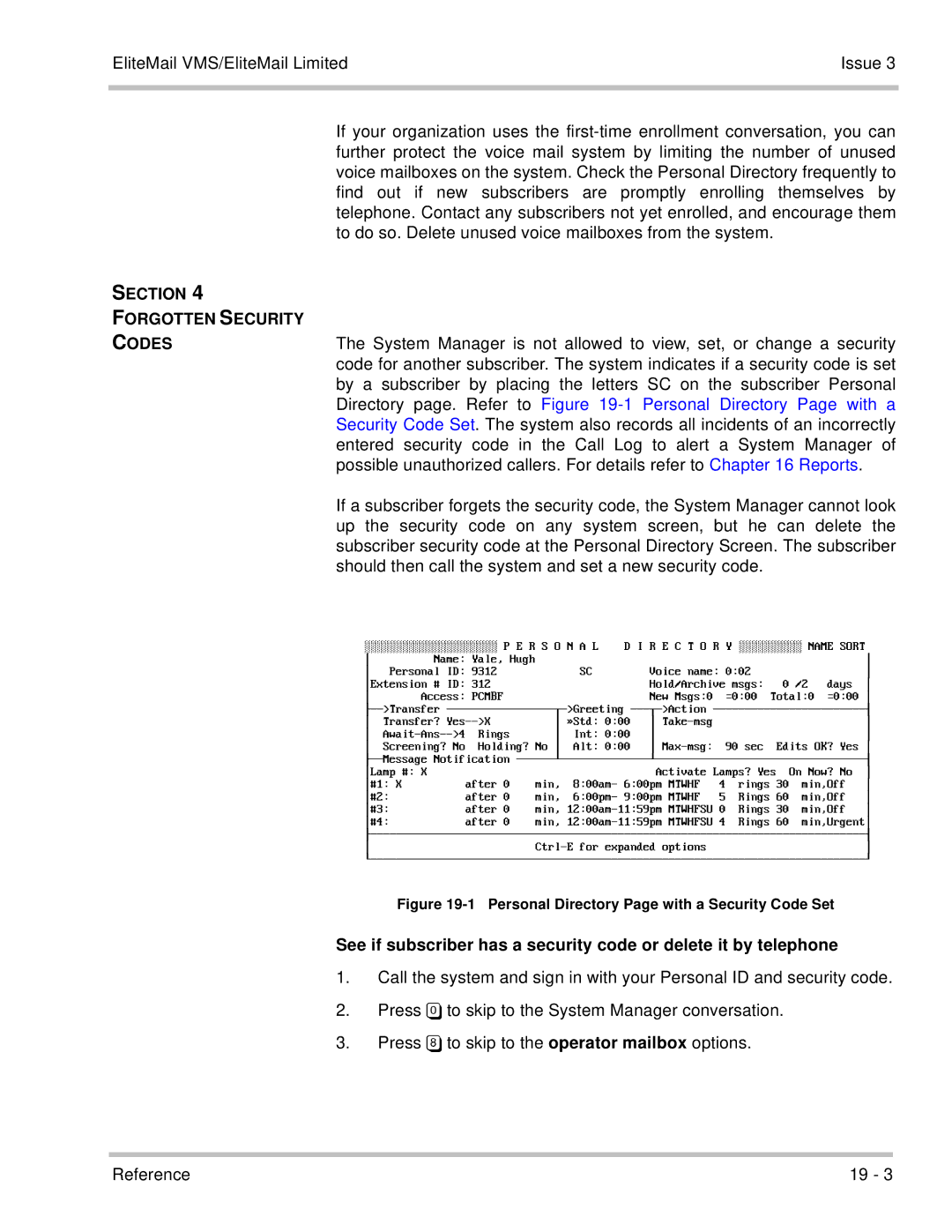 NEC 750370 manual Section Forgotten Security Codes, Directory page. Refer to -1 Personal Directory Page with a 