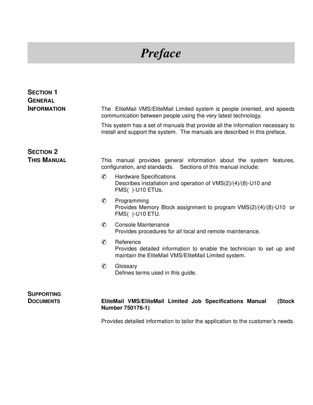 NEC 750370 manual Section General 